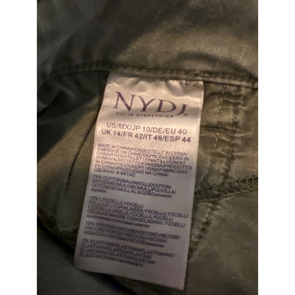 NYDJ Marilyn Straight Leg Pants Olive Green Stretch Cotton Blend Size 10 Womens - Picture 7 of 7